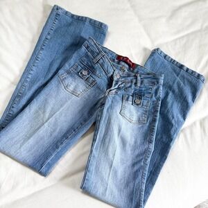Y2K low rise jeans  Y2K Allouelle light wash low rise straight leg jeans size 1